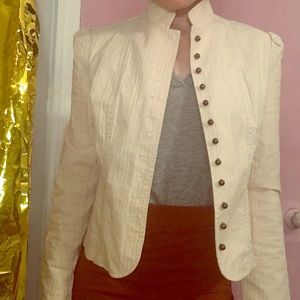 cream shoulder puff stylish jacket